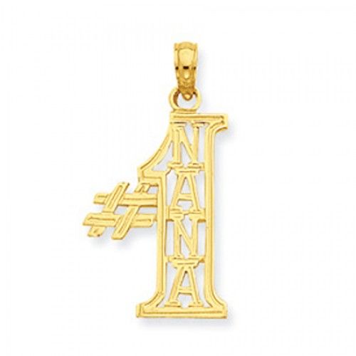 14k Yellow Gold #1 Nana in #1 Frame Grandma Pendant