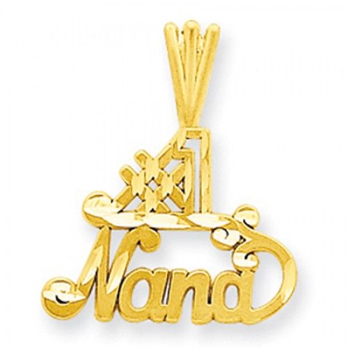 14k Yellow Gold Ornate #1 Nana Grandma Pendant