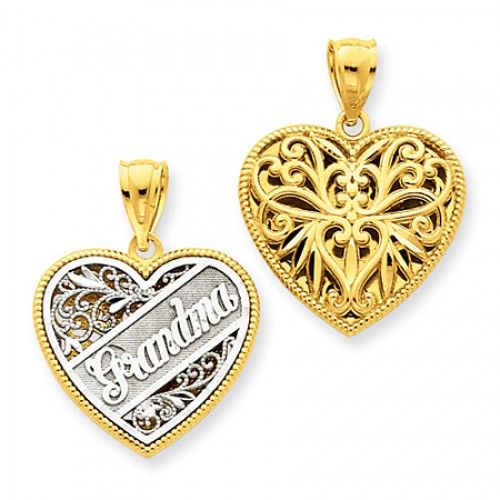 Two-Tone Reversible Heart Grandma Pendant