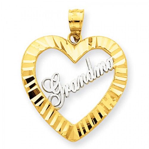 Diamond Cut Grandma Heart Grandma Pendant