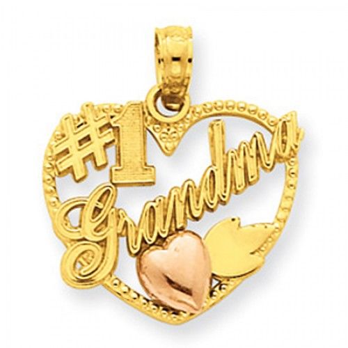 14k Rose and Yellow Gold Two-Tone #1 Grandma W/ Heart Grandma Pendant