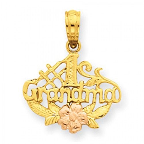 14k Rose and Yellow Gold Two-Tone #1 Grandma W/ Flower Grandma Pendant