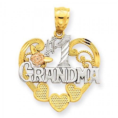 14k Rose and Yellow Gold Impact Font #1 Grandma Heart Grandma Pendant