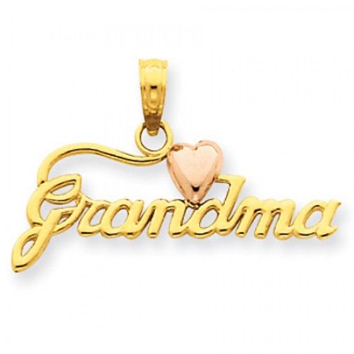 14k Rose and Yellow Gold Heart Grandma Pendant