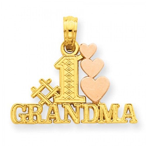 14k Rose and Yellow Gold Triple Heart #1 Grandma Pendant