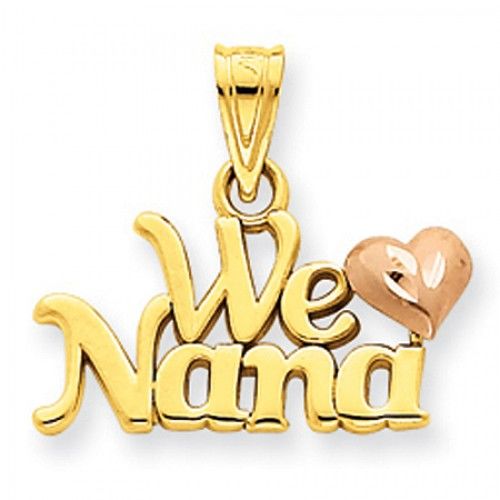 14k Rose and Yellow Gold We Heart Nana Grandma Pendant