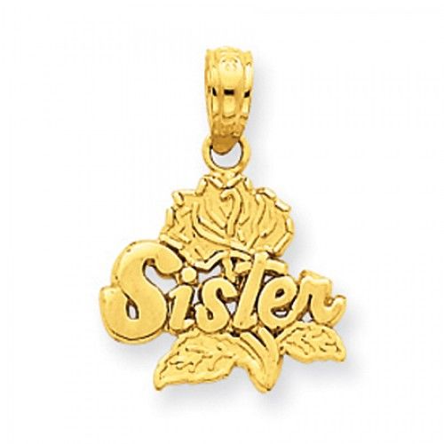 14k Yellow Gold Sister Rose Sister Pendant