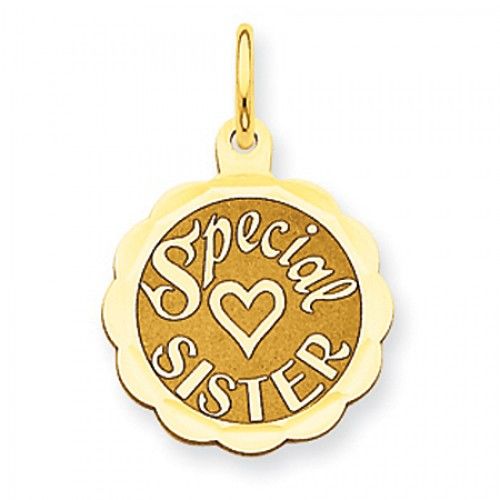 Special Sister Charm in 14kt Yellow Gold - Mirror Polish - Cute - Women