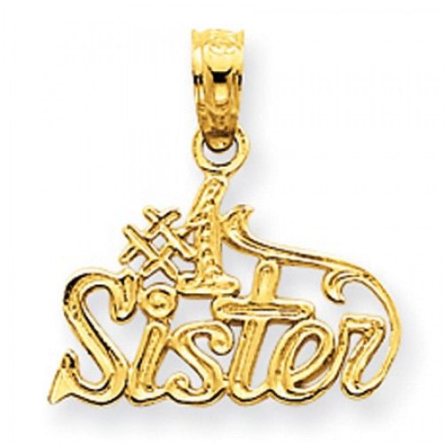 14k Yellow Gold Polished #1 Sister Pendant