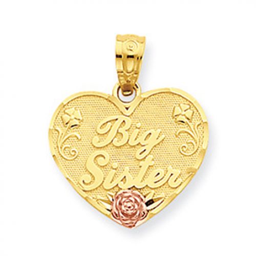 14k Rose and Yellow Gold Big Sister W/ Rose Sister Pendant