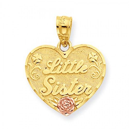 14k Rose and Yellow Gold Little Sister W/ Rose Sister Pendant