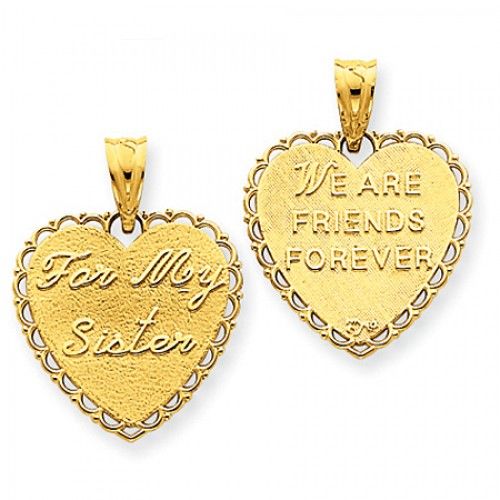 14k Yellow Gold 'For My Sister' Friends Forever Sister Pendant