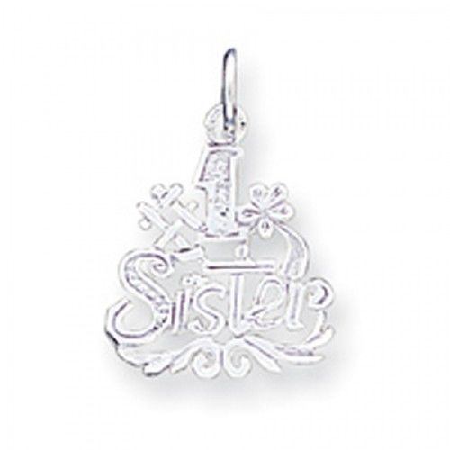 Number 1 Sister Charm in 14kt White Gold - Glossy Finish - Impressive - Women
