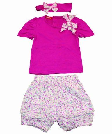 Amissa Little Toddler Girls Bow Shirt, Short Pants and Headband