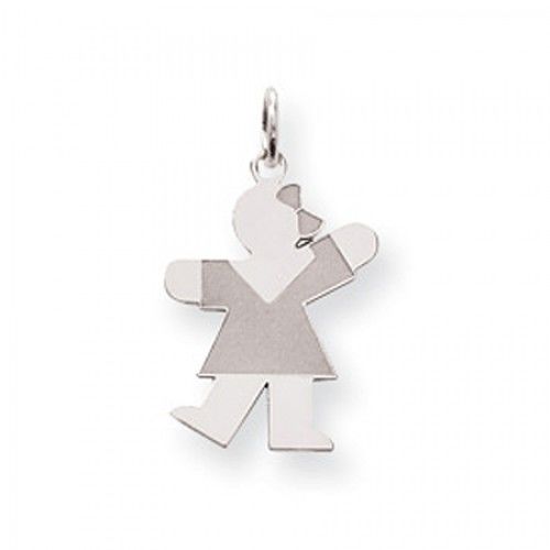 Dressed Girl Charm in Sterling Silver - Mirror Finish - Fine - Women