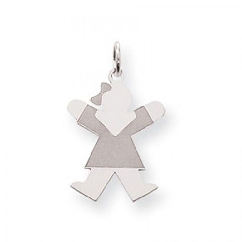 Dressed Girl Charm in Sterling Silver - Glossy Polish - Pretty - Women
