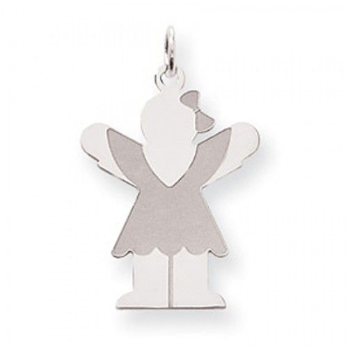 Dressed Girl Charm in Sterling Silver - Glossy Finish - Grand - Women
