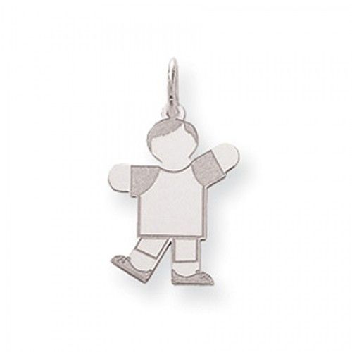 Waving Boy Charm in Sterling Silver - Glossy Polish - Mesmerizing - Women