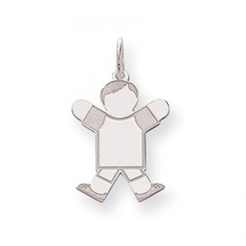 Waving Boy Charm in Sterling Silver - Mirror Polish - Superb - Women