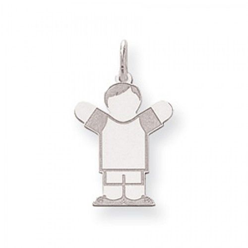 Waving Boy Charm in Sterling Silver - Glossy Finish - Eye-Popping - Women