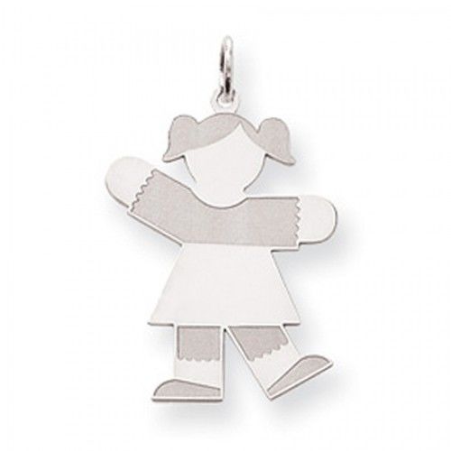 Pigtail Girl Charm in Sterling Silver - Mirror Polish - Delightful - Women