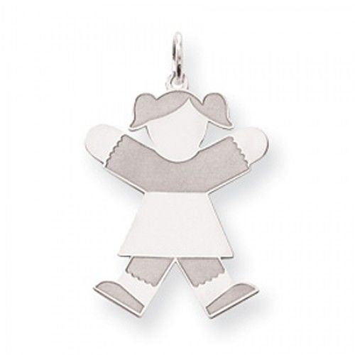 Pigtail Girl Charm in Sterling Silver - Glossy Finish - Striking - Women