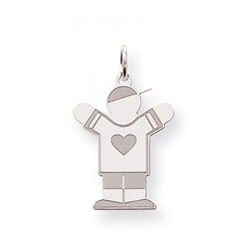 Heart Boy Charm in Sterling Silver - Mirror Finish - Outstanding - Women