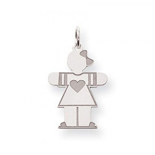 Heart Girl Charm in Sterling Silver - Glossy Polish - Fine - Women