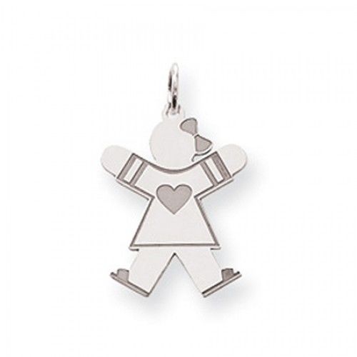 Heart Girl Charm in Sterling Silver - Glossy Finish - Graceful - Women