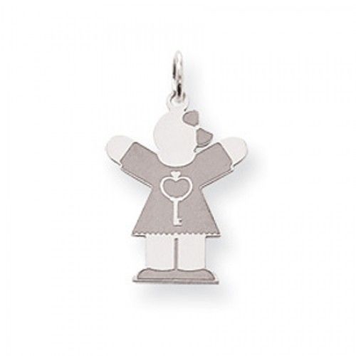 Key Girl Charm in Sterling Silver - Mirror Polish - Cute - Women