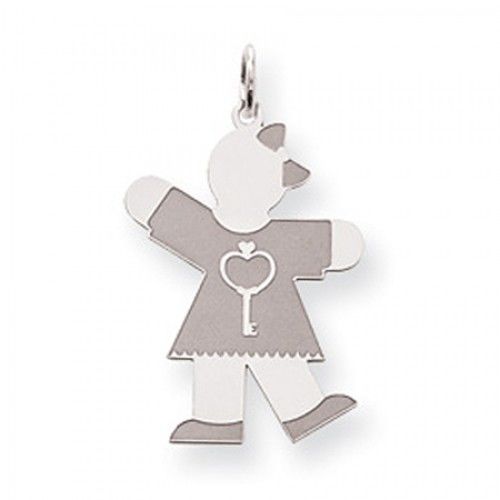 Key Girl Charm in Sterling Silver - Mirror Finish - Pretty - Women