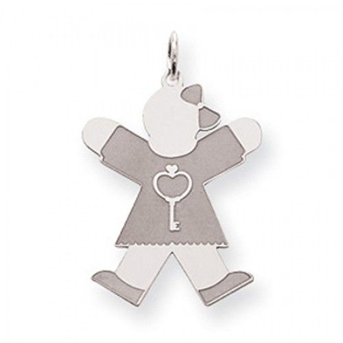 Key Girl Charm in Sterling Silver - Glossy Polish - Nice - Women