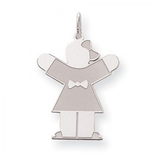 Bow Girl Charm in Sterling Silver - Glossy Polish - Dazzling - Women