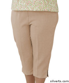 Womens Open Side Arthritis Adaptive Capris - VELCRO Brand