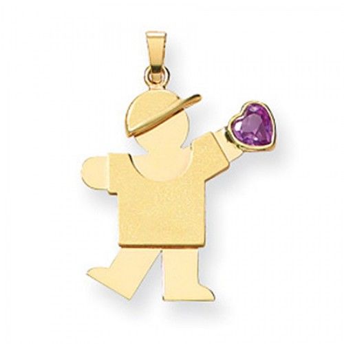 14k Yellow Gold June Birthstone Waving Boy Kiss Pendant