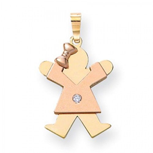 14k Rose & Yellow Gold Two-Toned Diamond Accented Jumping Girl Joy Pendant
