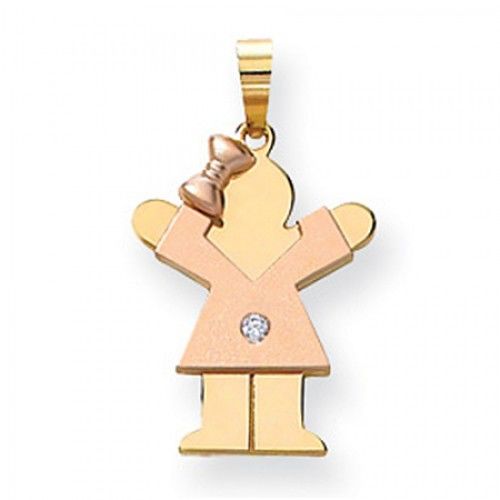 14k Rose & Yellow Gold Two-Toned Diamond Accented Happy Girl Love Pendant