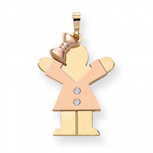 14k Rose & Yellow Gold Two-Toned Diamond Adorned Happy Girl Love Pendant