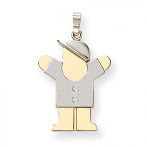 14k White & Yellow Gold Two-Toned Diamond Adorned Happy Boy Love Pendant