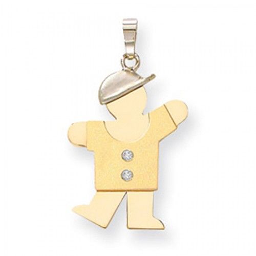 14k White & Yellow Gold Two-Toned Diamond Embellished Waving Boy Kiss Pendant