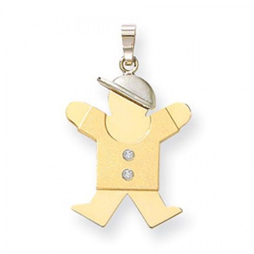 14k White & Yellow Gold Two-Toned Diamond Embellished Jumping Boy Joy Pendant