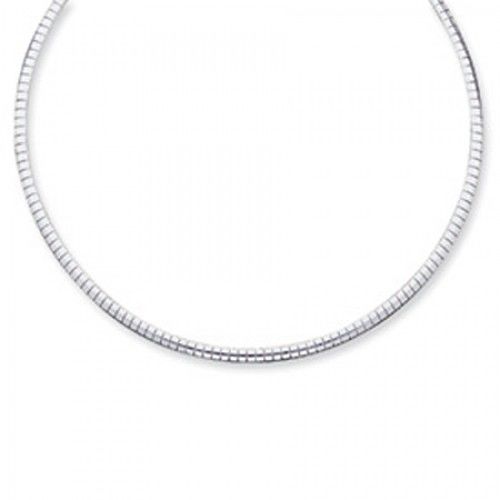 Omega Chain Necklace in Sterling Silver - Riveting - Unisex Adult - Lobster Claw