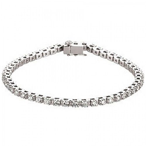 Faceted Round Brilliant Shape Diamond Bracelet in Gold - 14kt White - Nice