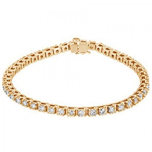Faceted Round Brilliant Shape Diamond Bracelet in Gold - 14kt Yellow - Classy
