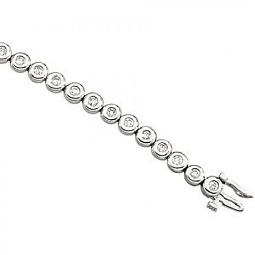 Round Brilliant Shape Diamond Bracelet in White Gold - 14kt - Mesmerizing