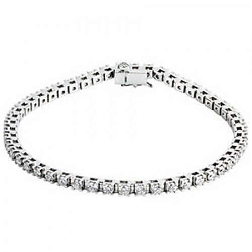Round Brilliant Shape Diamond Bracelet in White Gold - 14kt - Bright