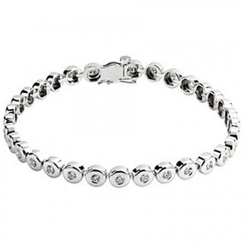 Round Brilliant Shape Diamond Bracelet in 14kt White Gold - Remarkable