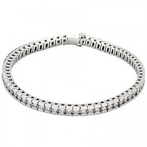 Faceted Round Brilliant Shape Diamond Bracelet in 14kt White Gold - Amazing