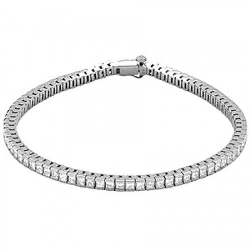 Princess Shape Diamond Bracelet in 14kt White Gold - Riveting