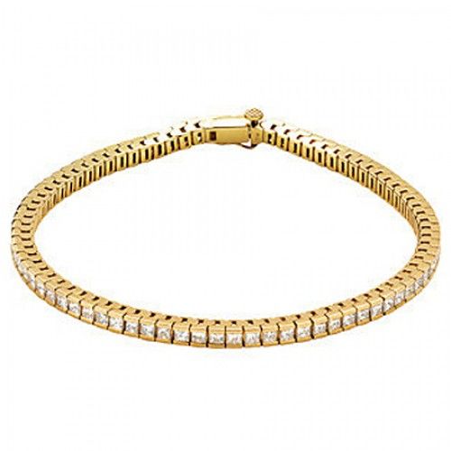 Faceted Princess Shape Diamond Bracelet in Yellow Gold - 14kt - Lovely